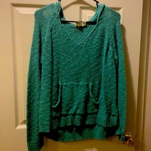 Foxy turquoise sweater/hoodie. Size medium